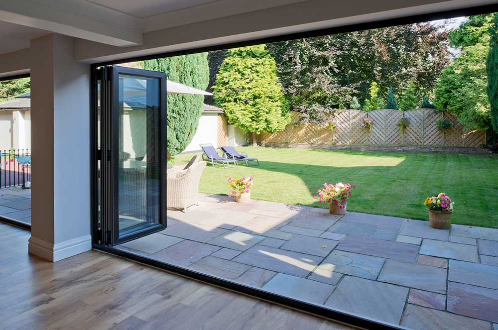 Bifold grey doors