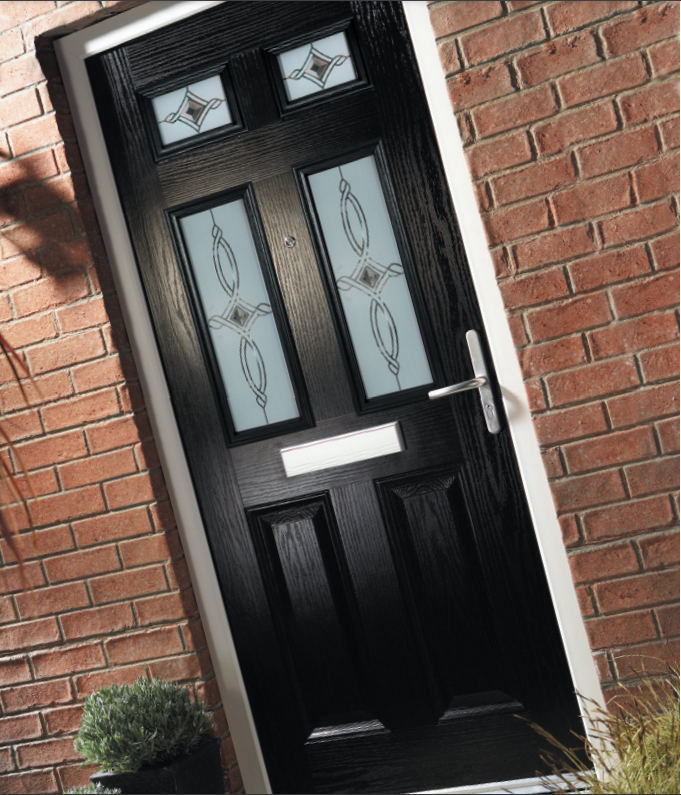Black composite door upvc frame
